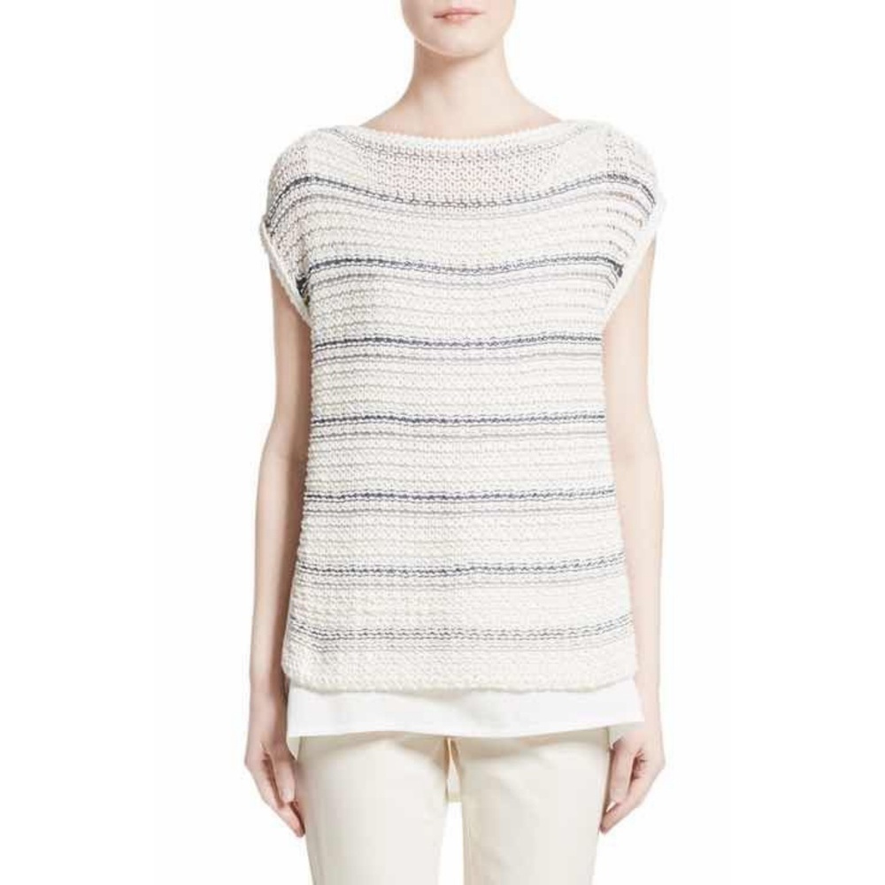 Lafayette 148 Striped Knitted Sleeveless Top